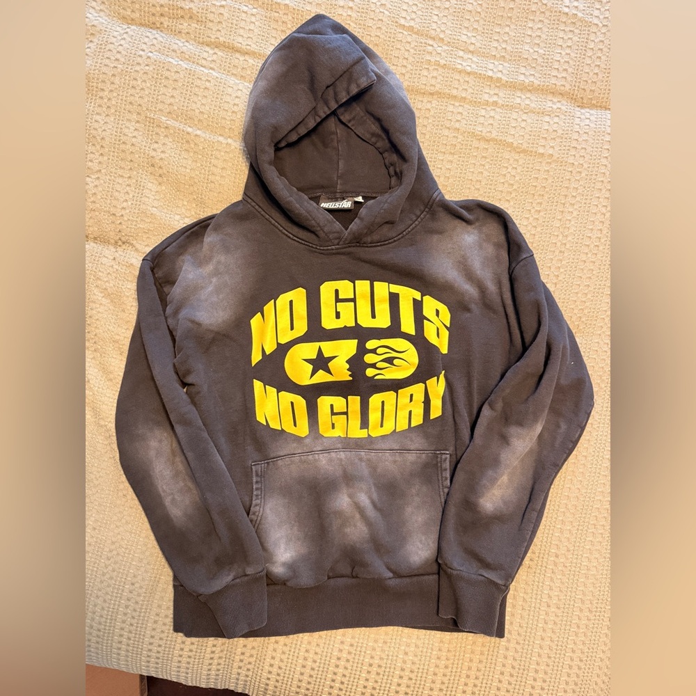 Hellstar No Guts No Glory Men’s Black & Yellow Hoodie Size Small